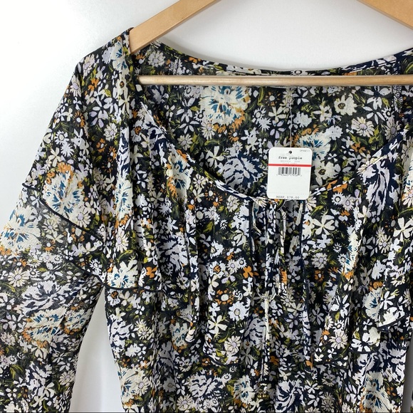 NWT FREE PEOPLE Say It To Me Floral Bodysuit in Black Combo - Picture 5 of 9